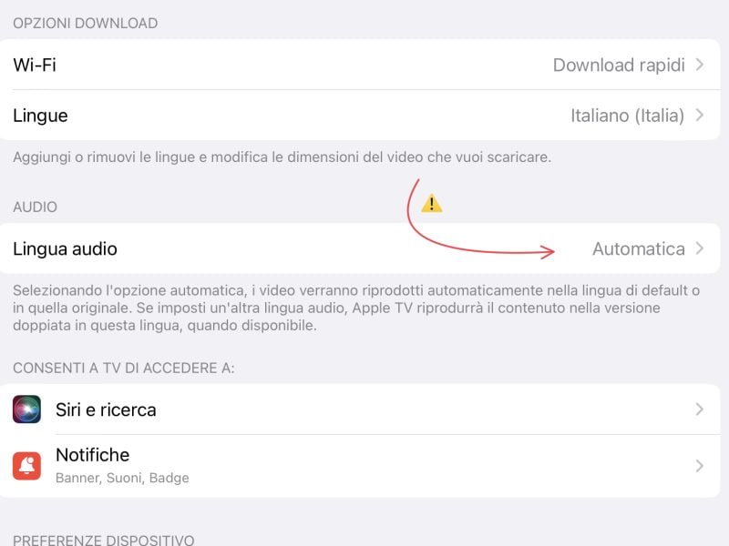 Lopzione per sistemare i contenuti di Apple TV