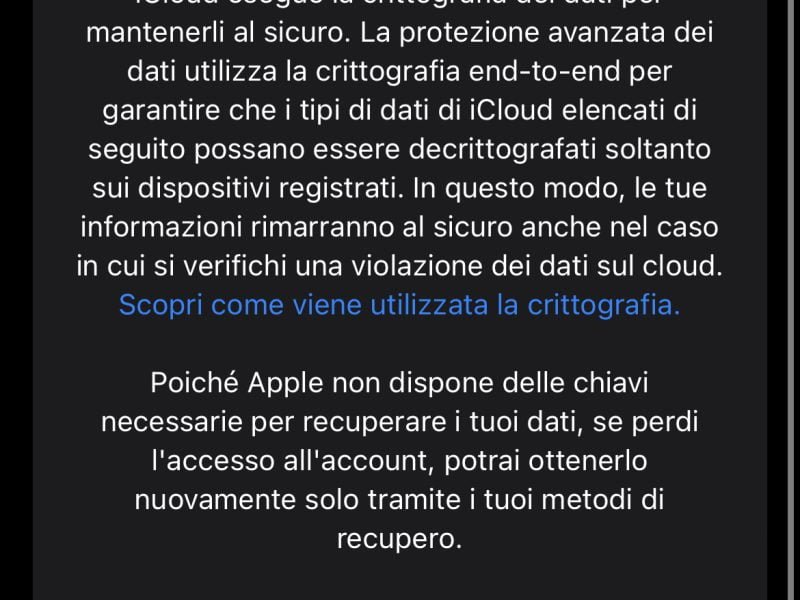 La protezione avanzata dei dati di iOS