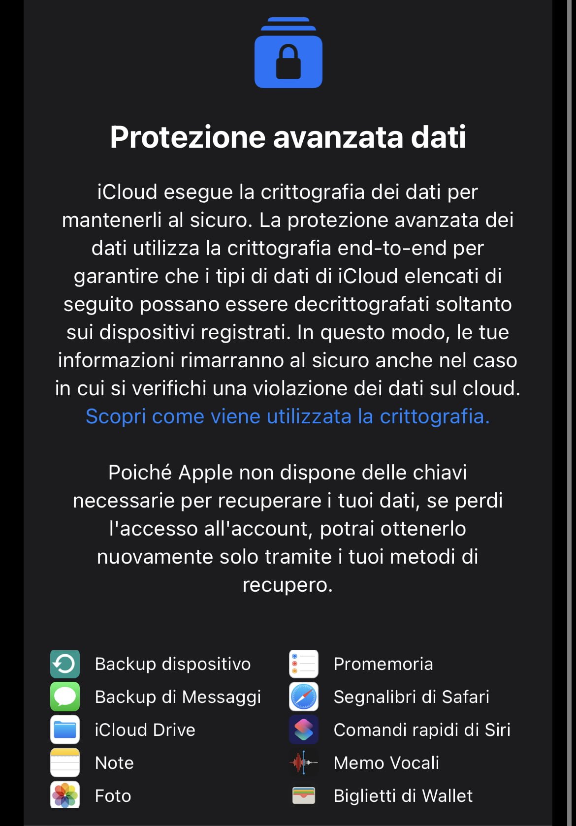 La protezione avanzata dei dati di iOS
