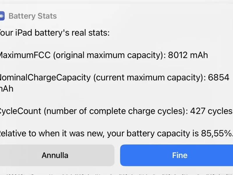 stato di salute della batteria dell'iPad