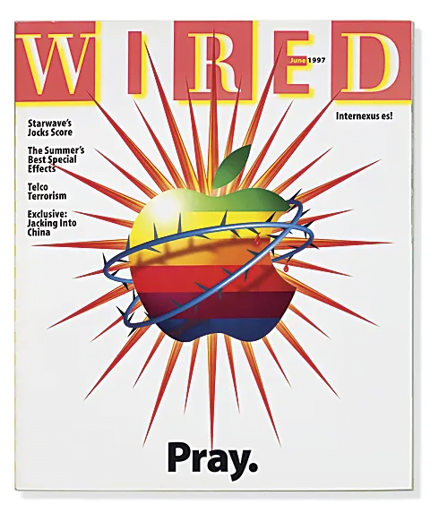 La copertina di Wired che invitava a pregare per la sopravvivenza di Apple