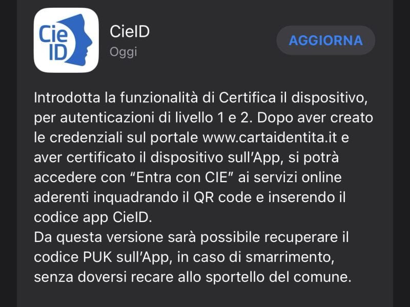 Recupera il PUK della CIE