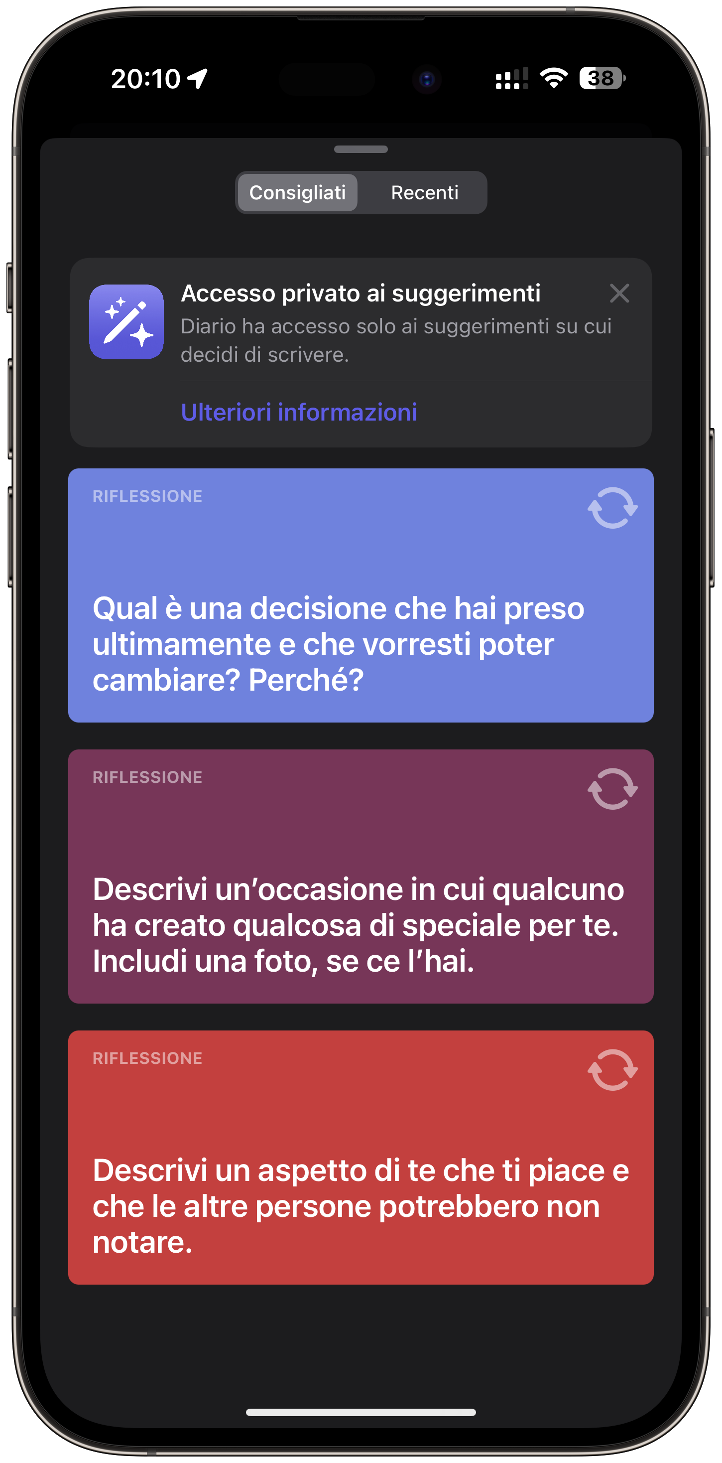 L'app Diario di iOS 17.2 provata per voi 3 Alcuni suggerimenti dell’app Diario