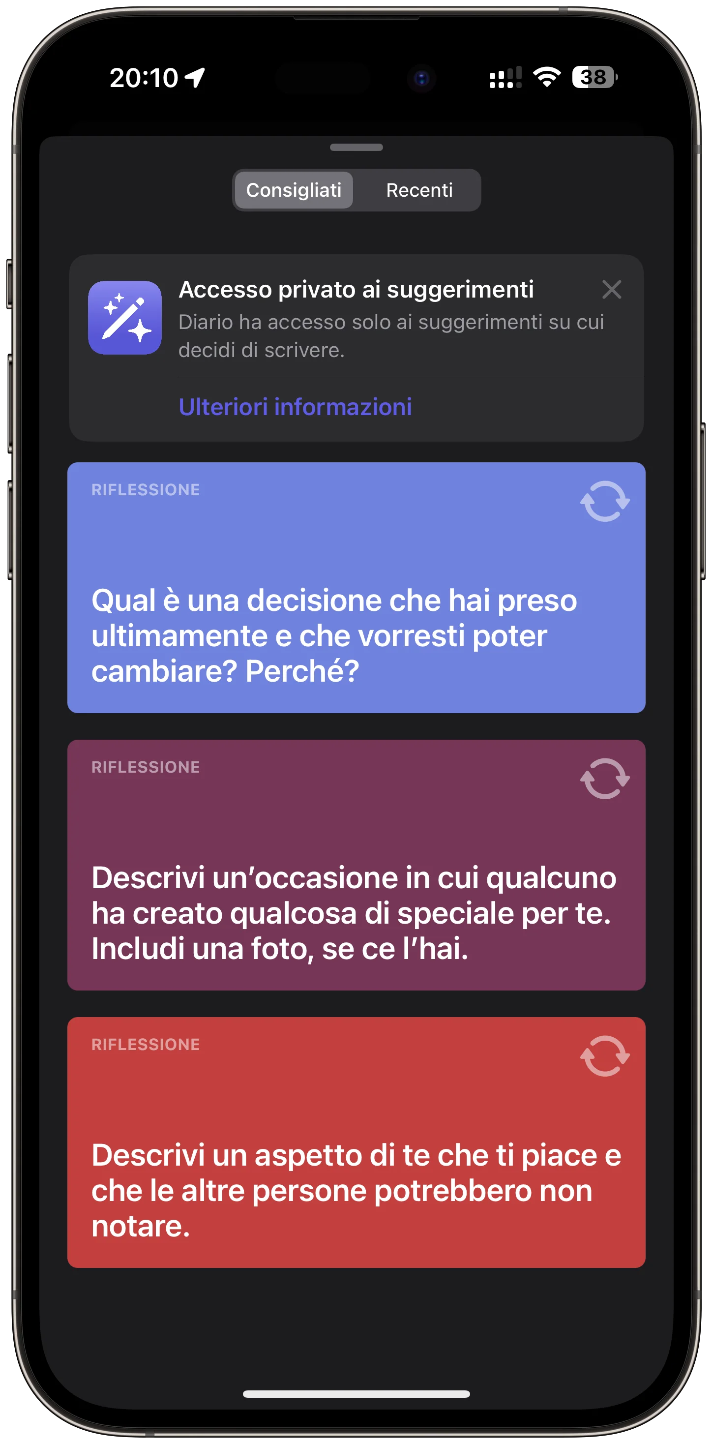 L'app Diario di iOS 17.2 provata per voi 3 Alcuni suggerimenti dell’app Diario