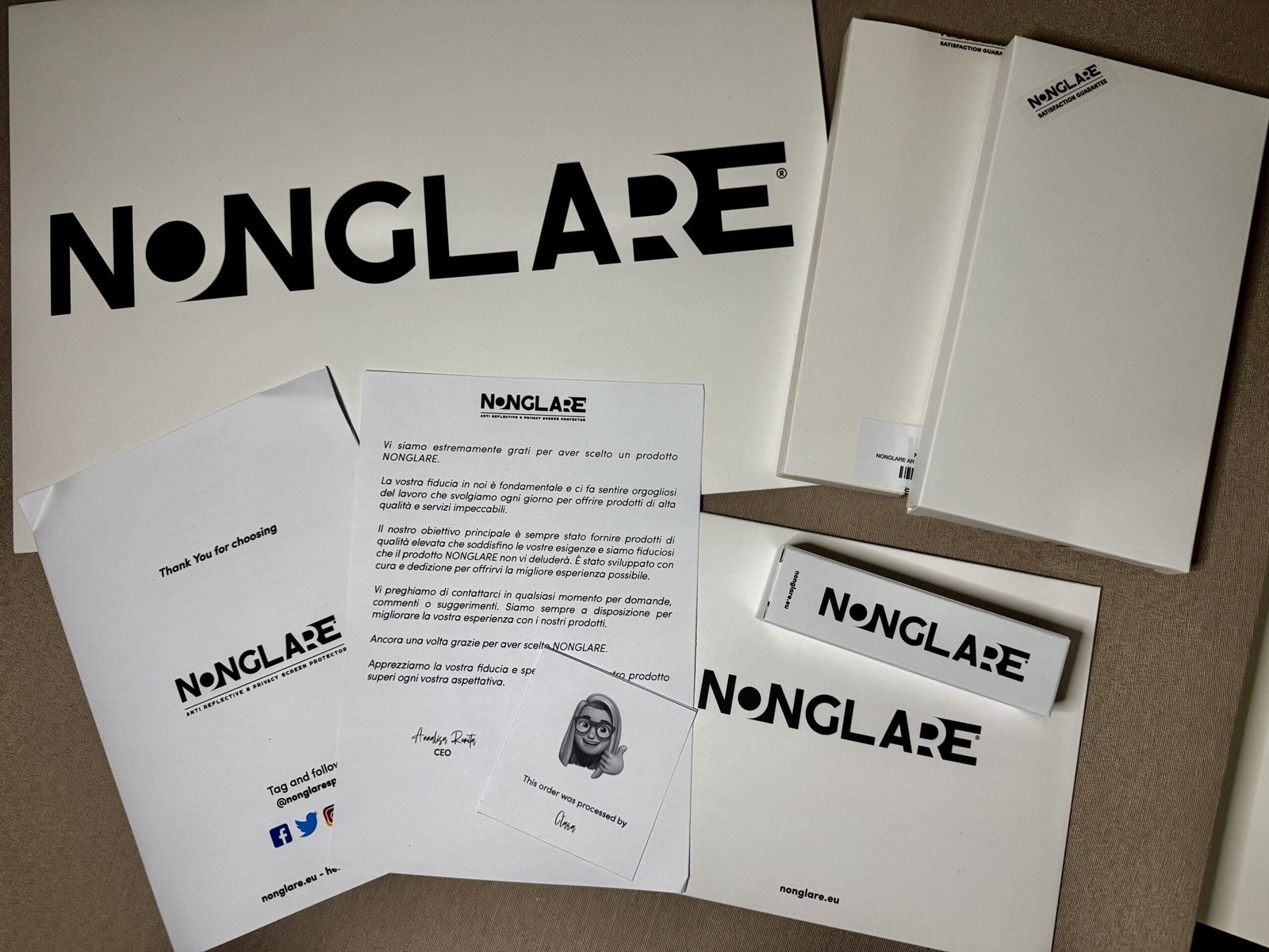 I prodotti Nonglare nella loro confezione