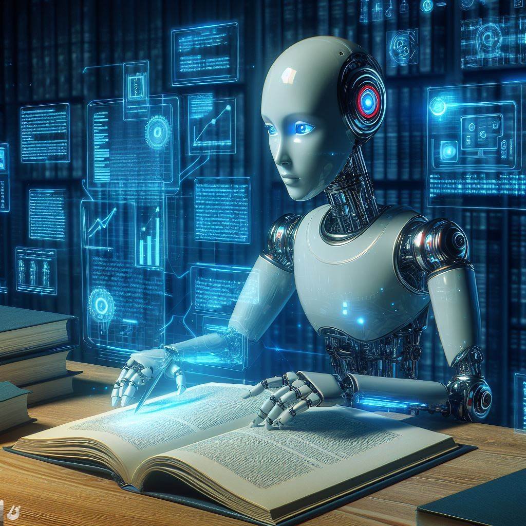L’AI che studia la normativa. Immagine creata con Bing.