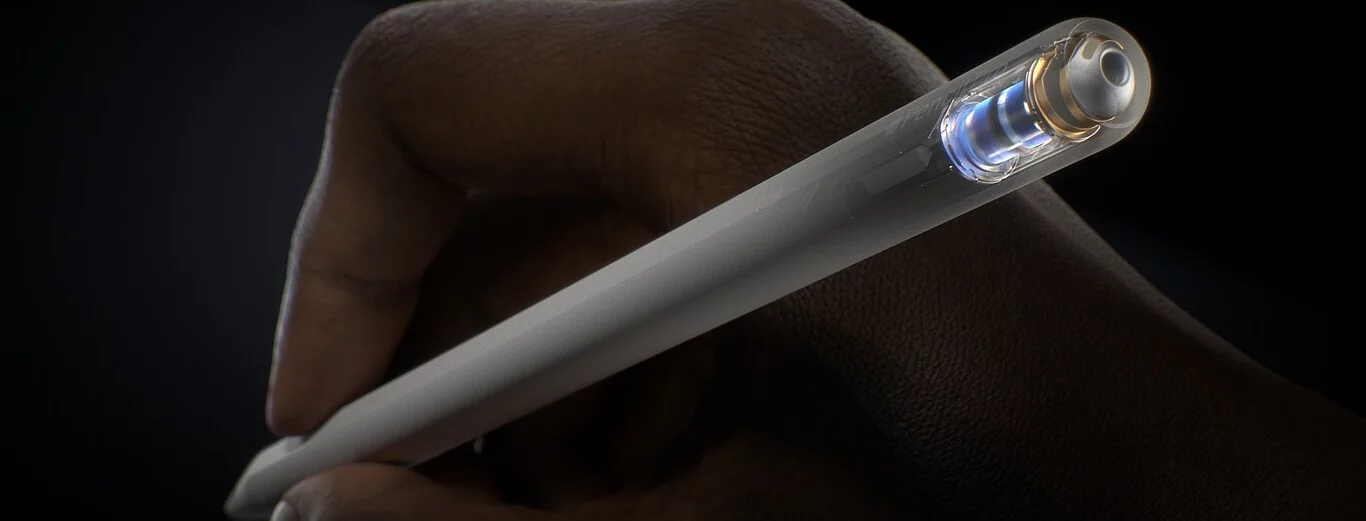 Apple Pencil Pro: Un Salto Qualitativo nell'Arte e nel Design Digitale 3 a hand holding a white pen
