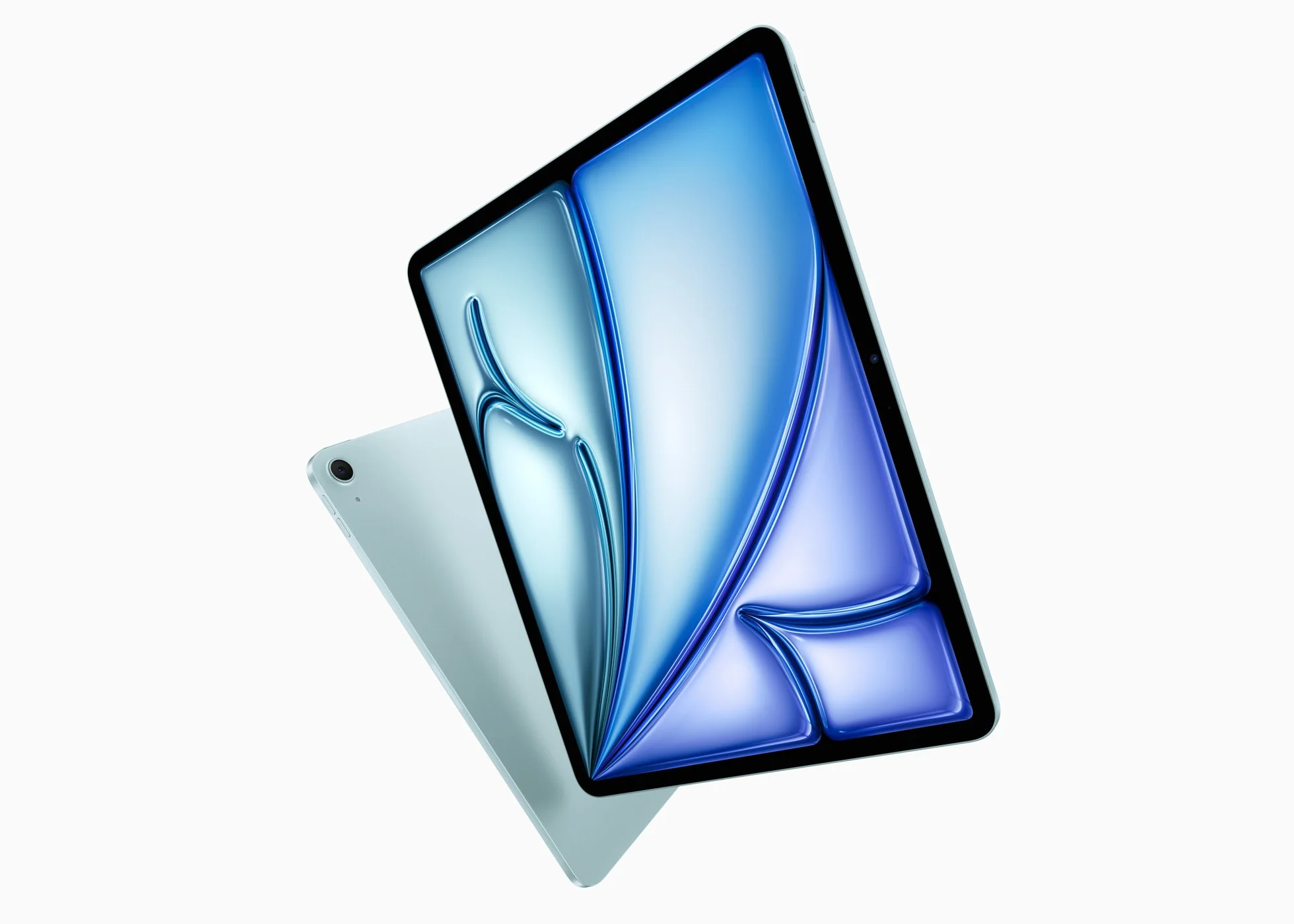 a tablet with a blue screen