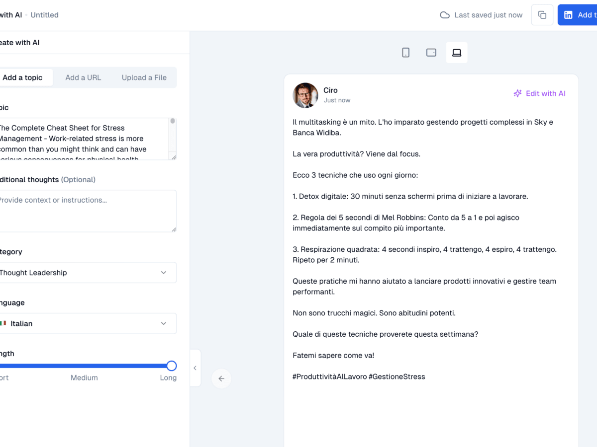 Socialsonic: il tool per usare l'AI e diventare un esperto su LinkedIn 1 Socialsonic