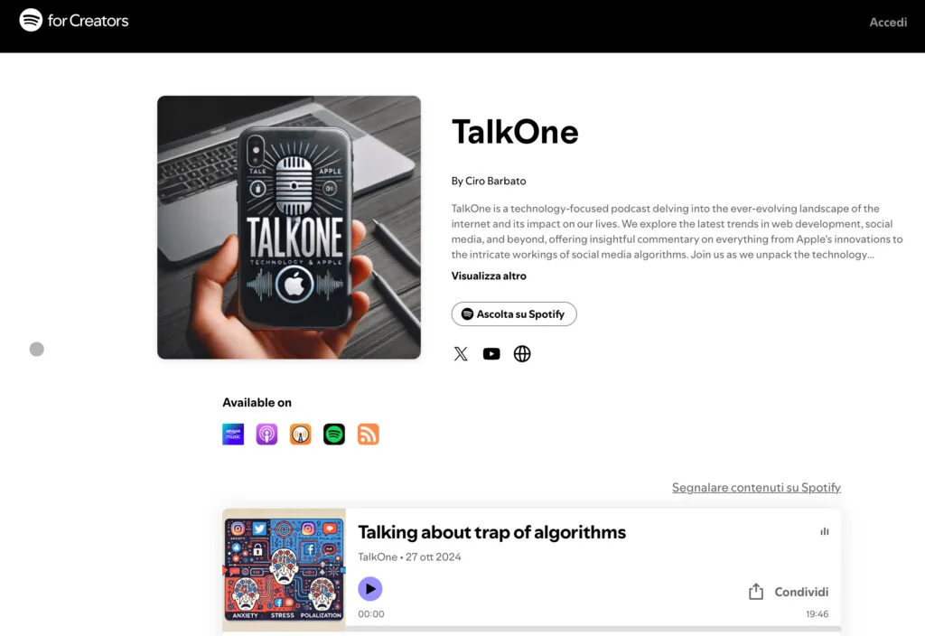 Come ho creato un podcast in 10 minuti usando l’AI 3 Spotify for Creators