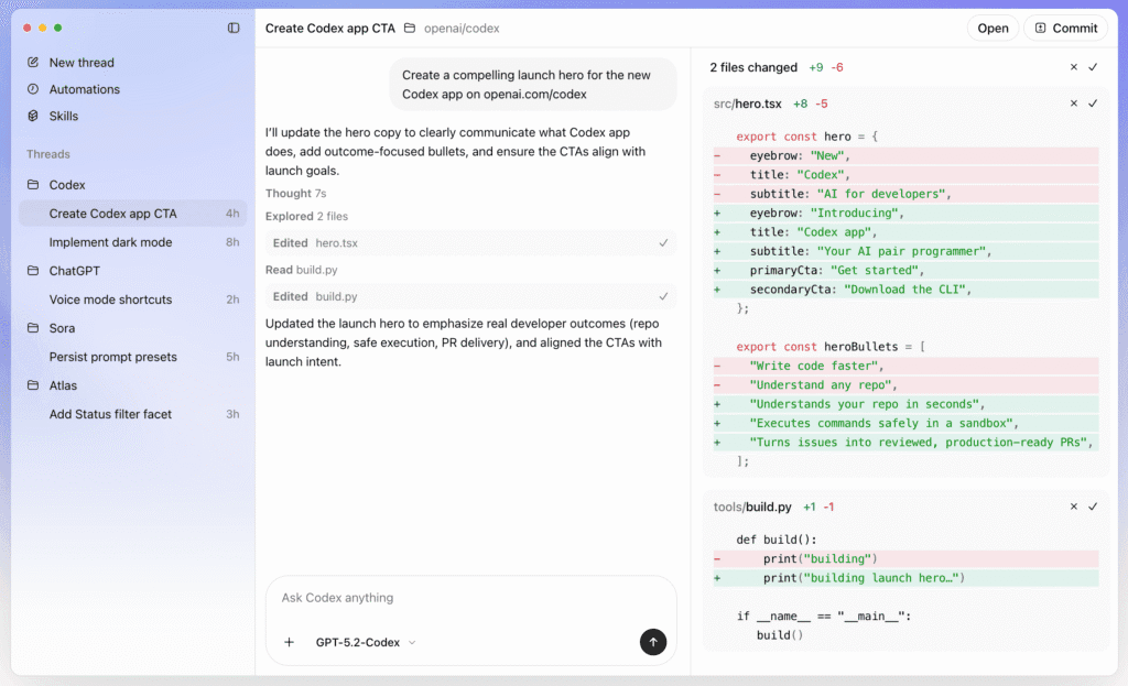 OpenAI Codex su Mac: il vibecoding sfida Xcode 1 OpenAI Codex macOS