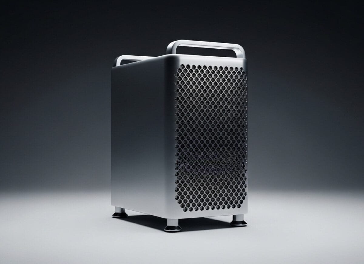 morte del Mac Pro — workstation Apple Mac Pro tower su superficie studio professionale