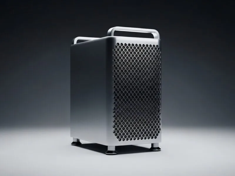 morte del Mac Pro — workstation Apple Mac Pro tower su superficie studio professionale