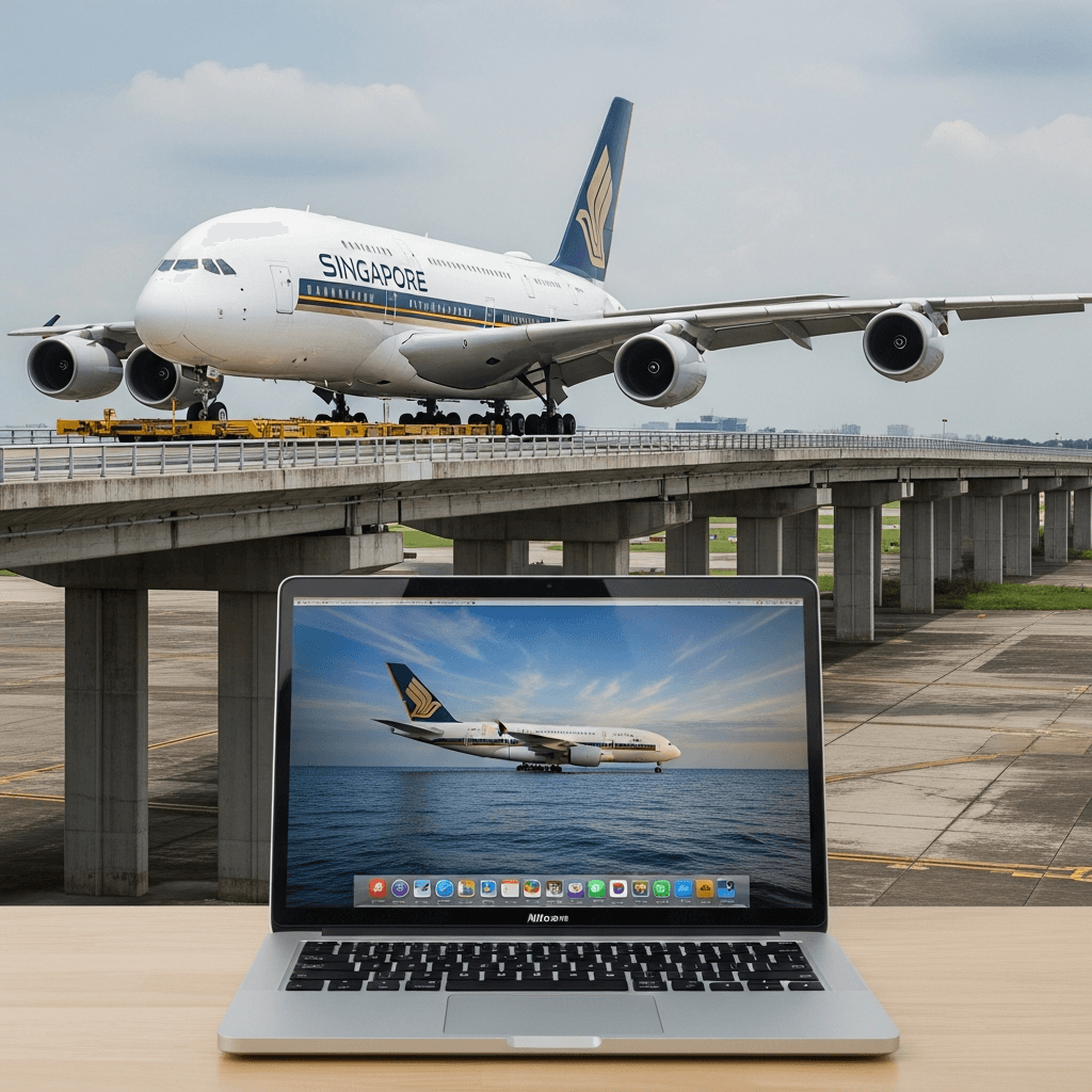 Quanto è grande un MacBook rispetto un Airbus A380? 1 Questa splendida fotografia è stata scattata da Andrew Hunt con una Nikon D70. Mostra un Airbus A380