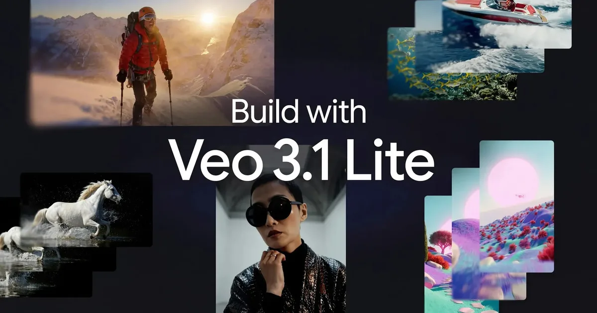 Google Veo 3.1 Lite logo with a stylized 'V' and 'e' in blue and green.