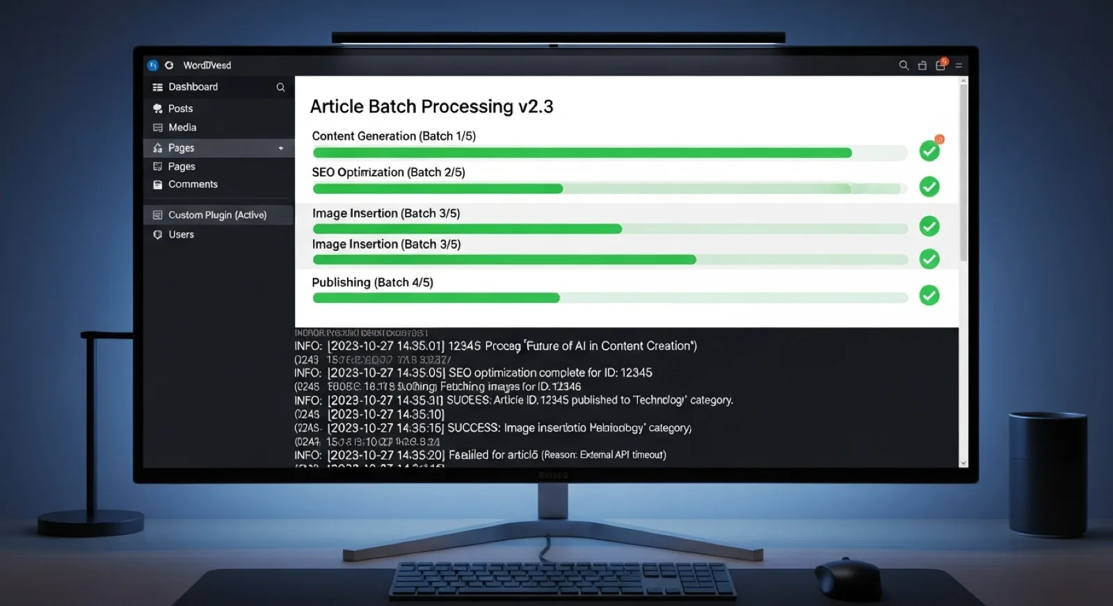 Plugin WordPress per il batch processing automatico di articoli creato con vibe coding