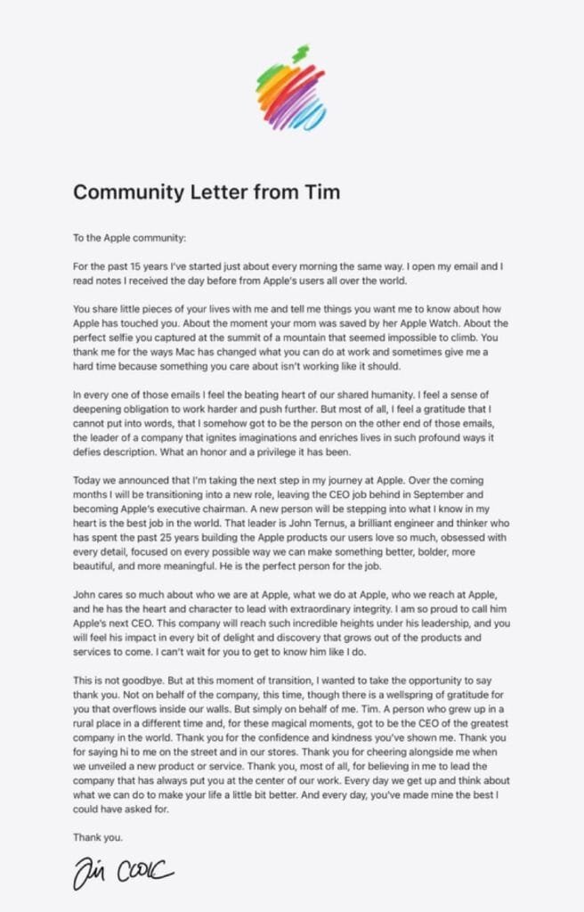 Tim Cook Lettera Aperta