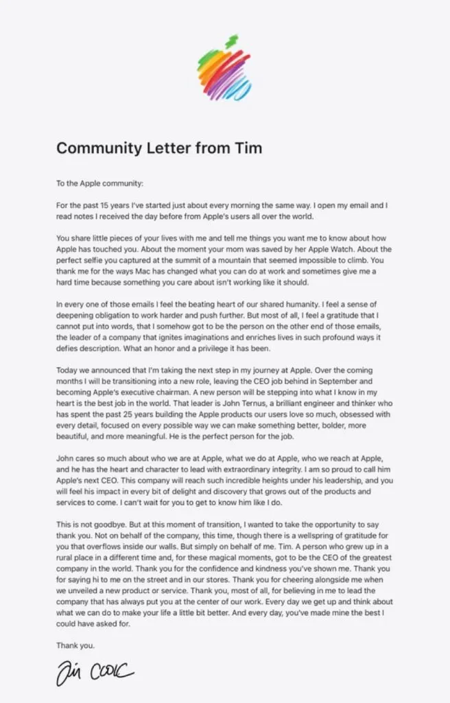 Tim Cook Lettera Aperta