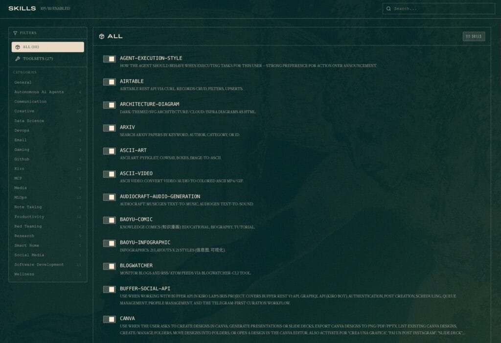 Hermes Agent guida pratica dopo un mese di uso 3 Skills Hermes
