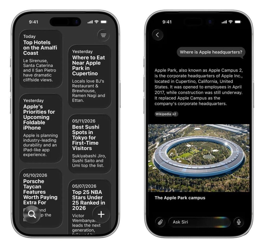 WWDC 2026: tutte le indiscrezioni prima della keynote dell'8 giugno 2 Render ricreato da Bloomberg: la nuova app Siri standalone in iOS 27 con cronologia chat