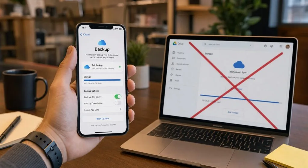 Il backup è di iCloud? L'AGCM indaga Apple per concorrenza sleale 2 iPhone backup iCloud e Google Drive bloccato