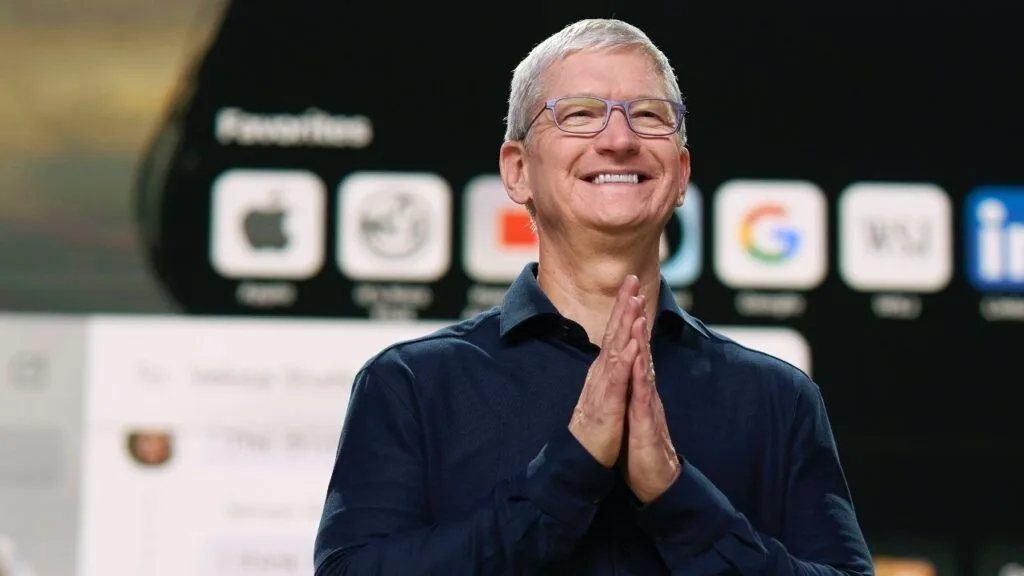 Tim Cook during an Apple corporate presentation