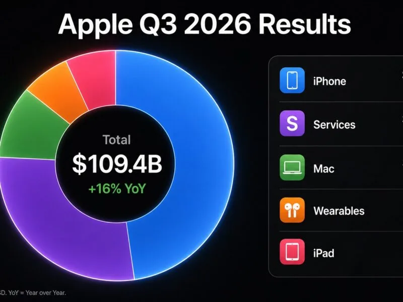 Apple Q3 2026: 109,4 miliardi di dollari e un trimestre da record