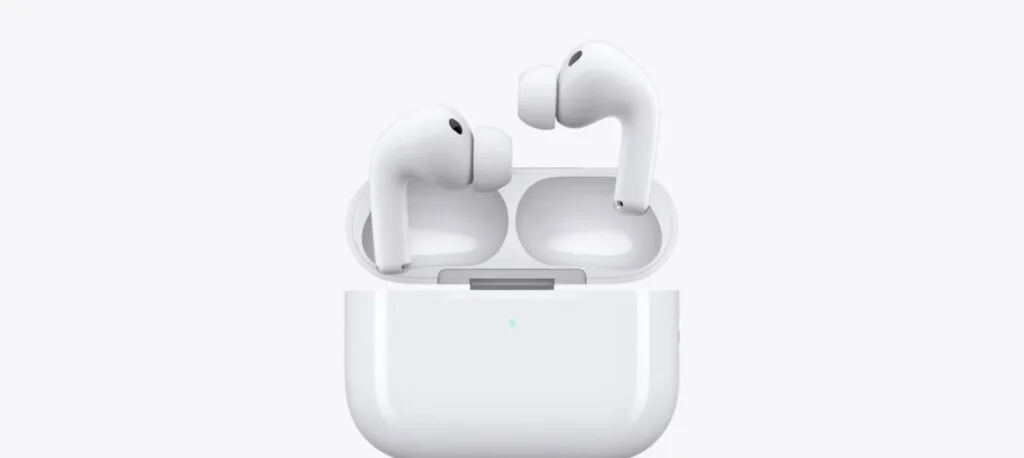 Apple AirPods wireless earbuds on a neutral background