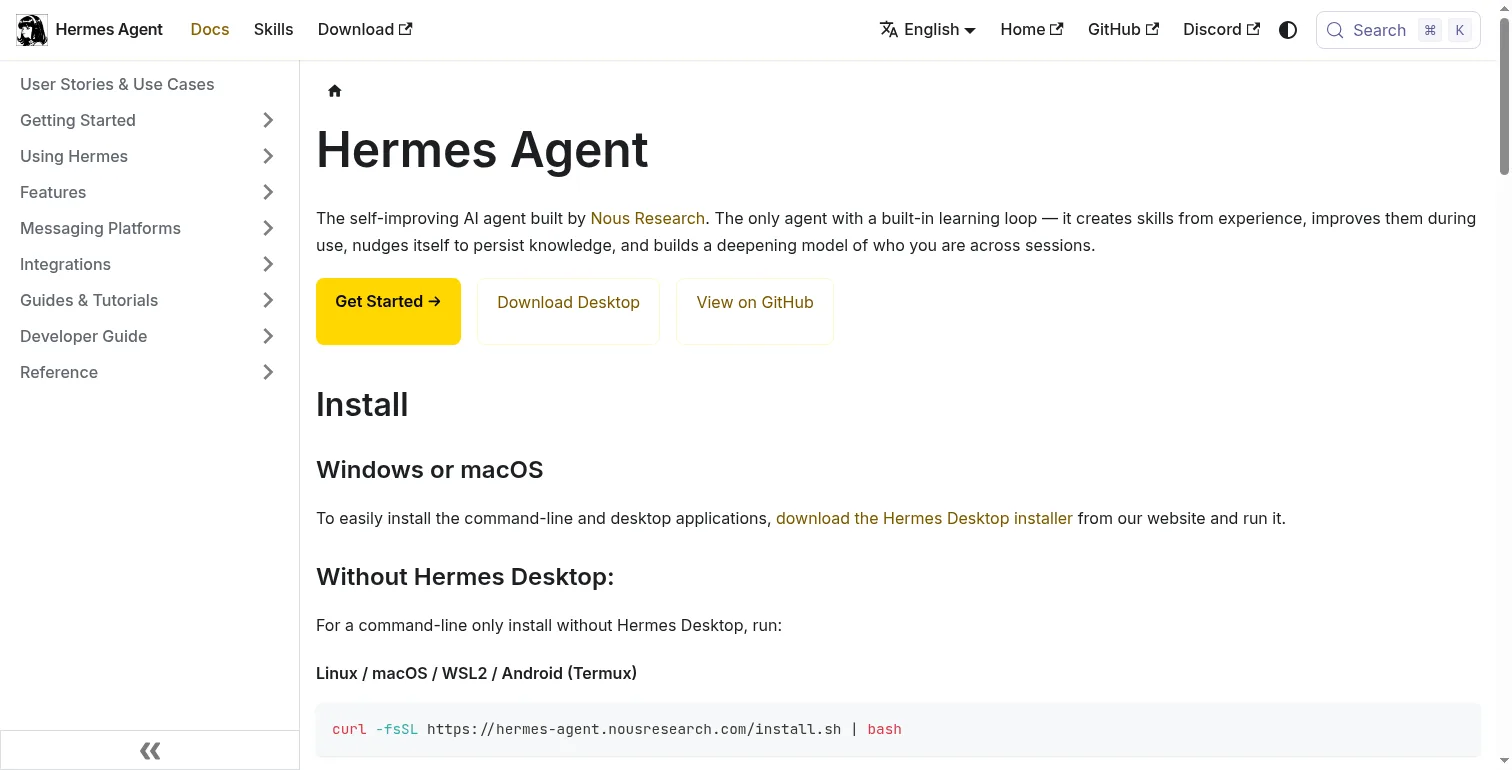 Grok Bot vs Hermes: due filosofie di agenti AI 3 Documentazione ufficiale di Hermes Agent di Nous Research
