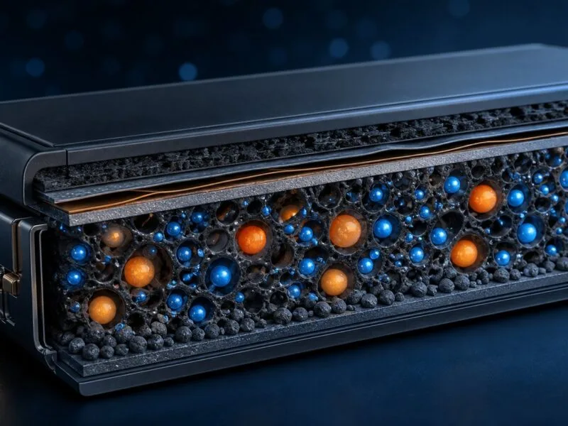 Batteria silicio carbonio struttura interna anodo