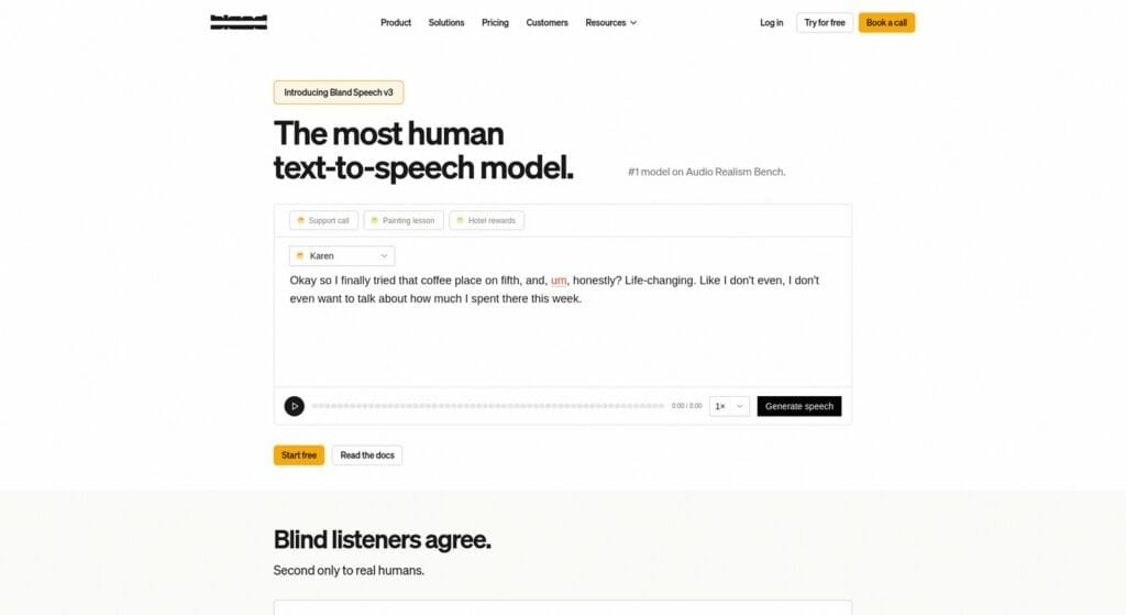 Dial Bot per Grok Bot: telefona per voi 2 Pagina Bland Speech v3 con player vocale e benchmark Audio Realism Bench