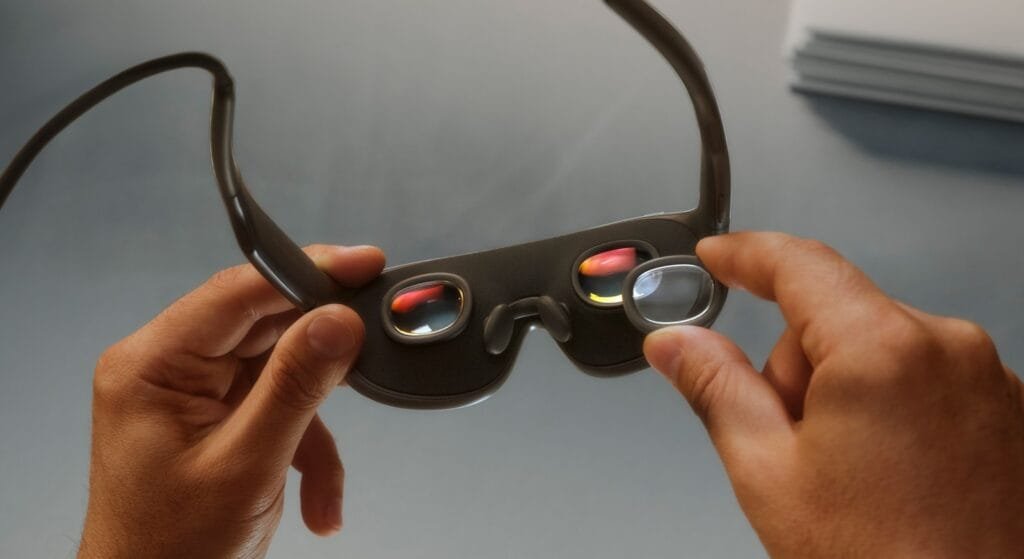 Meta VR Glasses: 100 grammi sul viso, il computer sta nel puck 2 Inserti per le lenti delle Meta VR Glasses, materiale ufficiale Meta