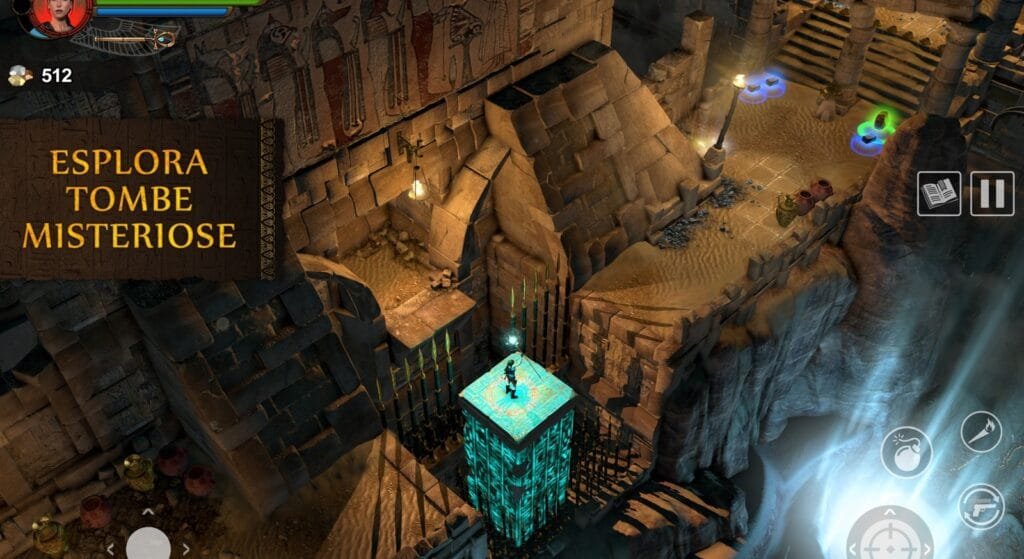 Esplorazione di una tomba in Lara Croft Temple of Osiris