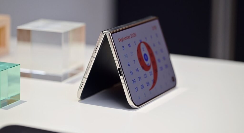 Profilo laterale di iPhone Duo con cerniera e porta USB-C