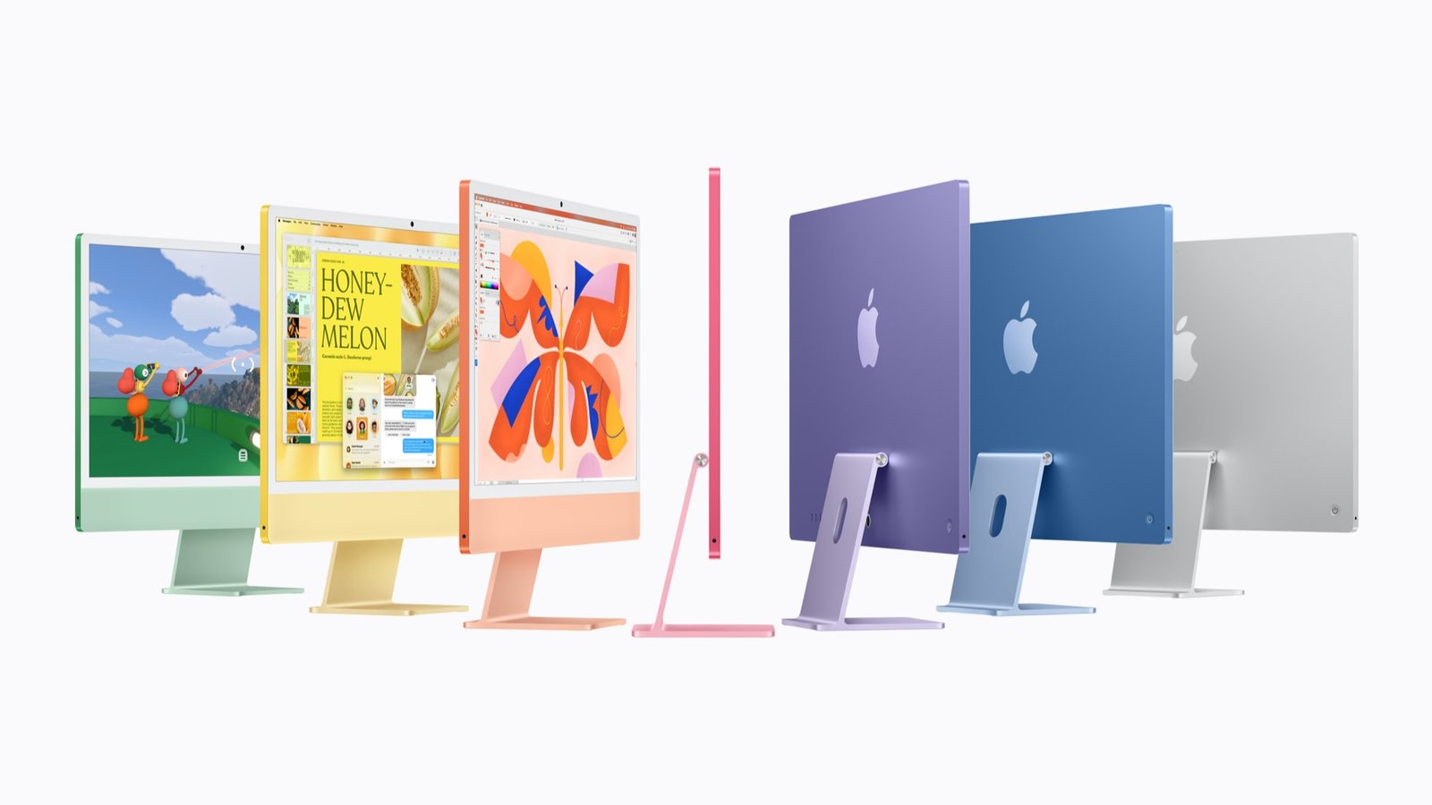 Il nuovo iMac M6 di Apple in più colori, con display Retina 4,5K da 24 pollici e accessori abbinati