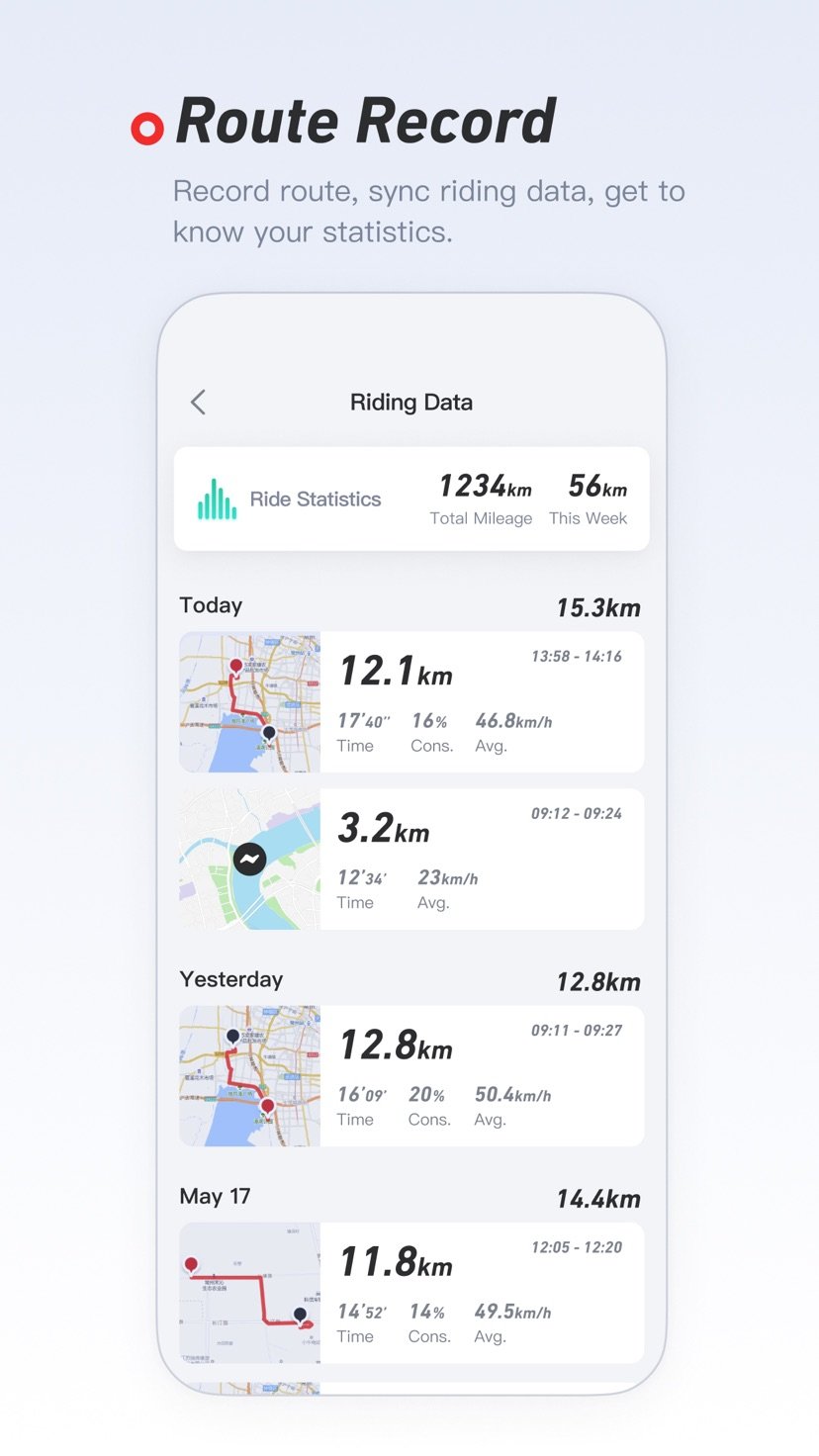 App NIU e FQiX 300: prime impressioni dopo dieci giorni con iPhone 3 Statistiche di guida e cronologia viaggi nell'app NIU